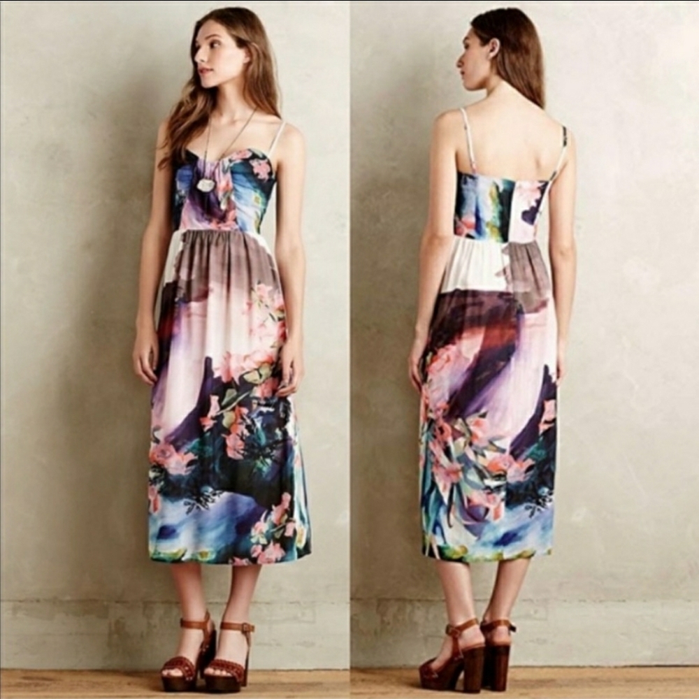 Anthro Corey Lynn Calter Watercolor Midi Dress 0